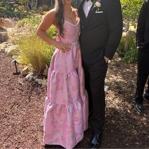 Strapless Pink Floral Dress